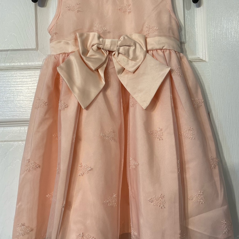 Skatie Peach Satin Bow Embroidered Party Dress